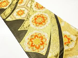 熨斗に華紋・花唐草模様織り出し　振袖用袋帯